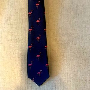 Blue and pink flamingo skinny tie